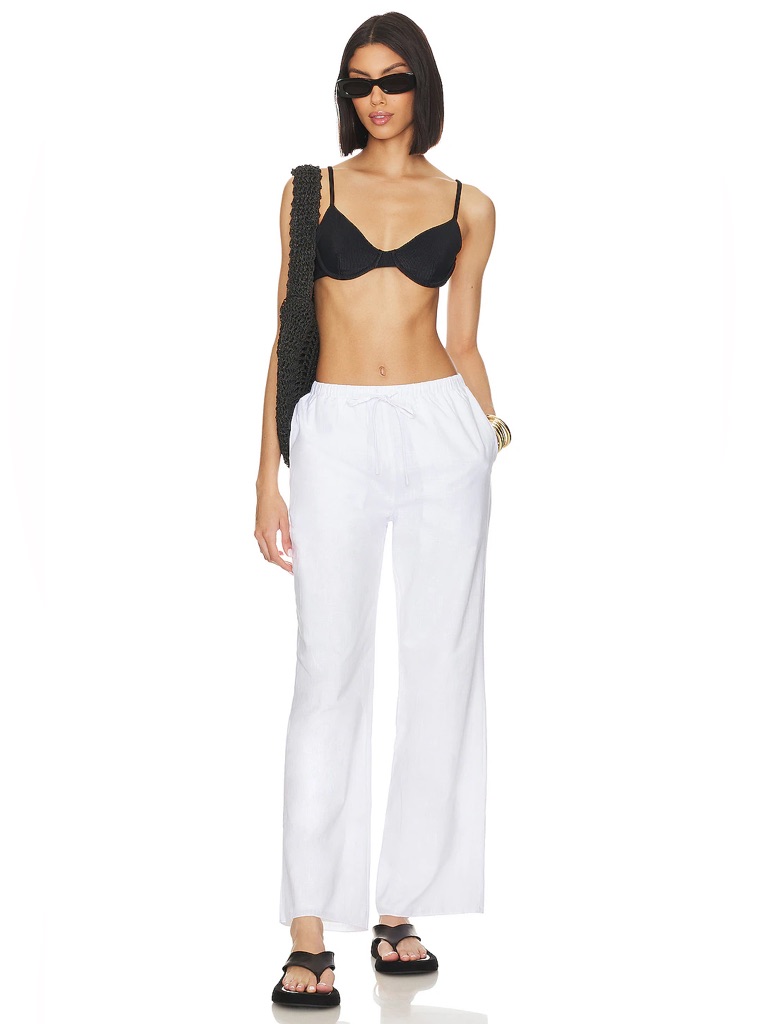 Sndys White Cotton Drawstring Straight Leg Pants Size Xs Revolve